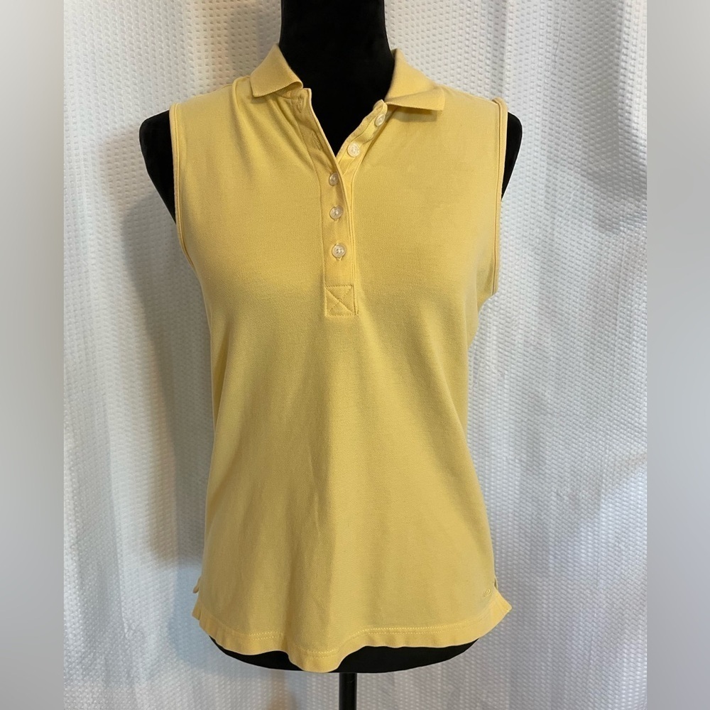 Izod cotton blend sleeveless yellow polo tank top size small
